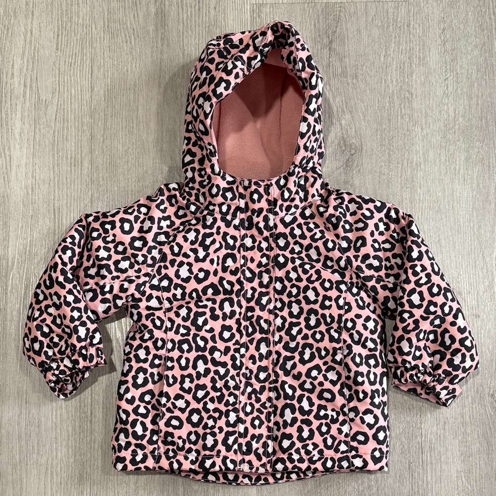 The Children's Place Pink Leopard Puffer hooded Jacket
